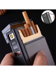 新款20入組香煙容量殼套盒或者USB打火機帶香煙盒,無焰可拆卸電子打火機,防風手電筒打火機