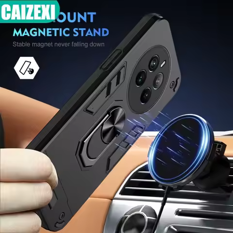 Shockproof Armor Lens Protector Case For OPPO Realme 12 Pro Realme 12 Plus Magnetic Holder Ring Cove