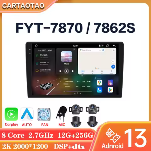 FYT 7870 7862S Android 13 Car Radio Carplay Multimedia Player Universal 9" GPS 2din Stereo For VW Ni