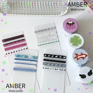 AMBER Washi Tape Set, 4 Rolls Adhesive Journal Tape, Retro Crafts Making Multi-Pattern Decorative Ta