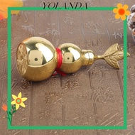 YOLAN Brass Gourd, Brass Smooth Surface Feng Shui Gourd, Statues With Leaf Open Cover Wu Lou Gourd F