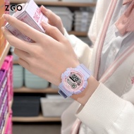 ZGO Women's Sports Electronic Watch Purple Silicone Strap Fashion Waterproof Digital Wristwatch Mult