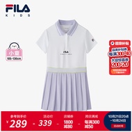 FILA斐乐童装儿童连衣裙2024新款女小童网球运动针织裙 玉石白-WT 130
