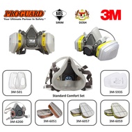 3M 6000 Series Half Facepiece Respirator Mask Particulate Vapor Multi Gas Cartridge Filter 6200 6057