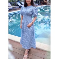 Claryn The Label Korean Ephany Floral Blue Midi Dress