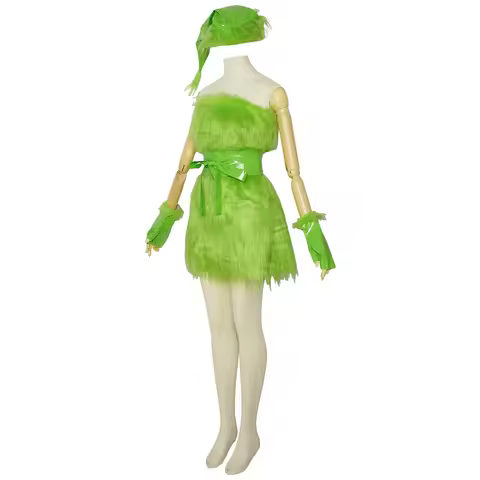 Halloween Green Dress Costume Hat Christmas Party Adult Costume Cosplay Funny Hairy Grinch Uniform H