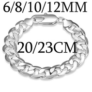 Ready Stock Classic Style Copper Silver Plated 6/8/10/12MM One to One Side Bracelet Punk Style 20/23