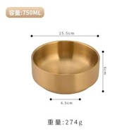 韓式304不鏽鋼碗商用雙層防燙湯碗韓國金色碗醬料小碗餐具
