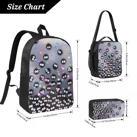 Soot Studio Ghibli Backpack Student Boys Girls BookBag School Bag Computer Shoulder Bags 3ps Insulat
