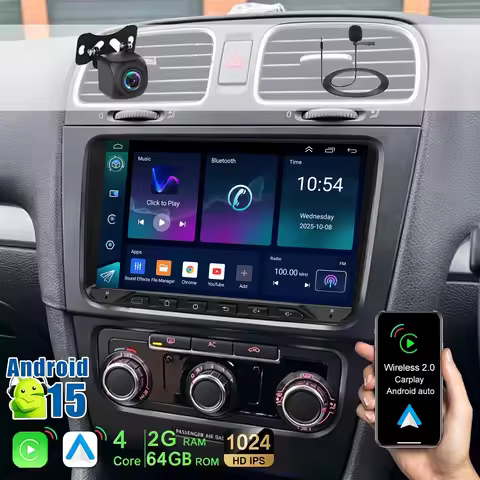9 inches Android 15 Car Navigation System For Volkswagen Jetta 2011-2018 With Wireless CarPlay (2GB+