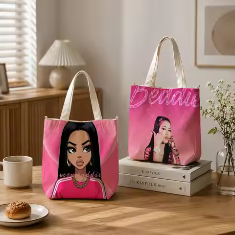 A-ANNA Pepe VERA BADDIE Tote Bag for Women Reusable Shopping Tote Bag Zippered Shoulder Bags Print