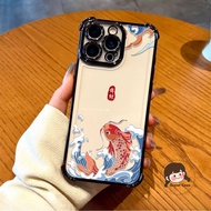 Lucky Fish Plating Frame Phone Case For Moto G96 G86 G84 G72 G60 G60S G56 G54 G52 G40 Fusion Edge 70