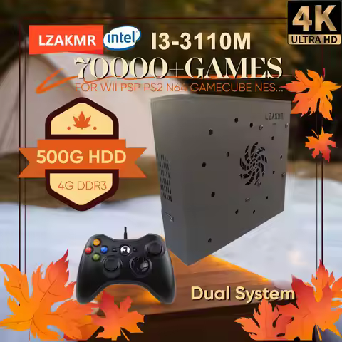 LZAKMR X8 Play Retro I3-3110M Game Console 500G HDD Batocera+Windows 70000+Games For Wii PS2 N64 PSP
