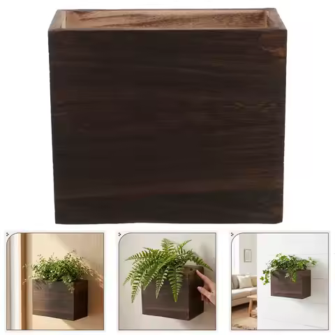 Wood Wall Planter, Natural Hanging Plant Pot 5.5x5x2.8 Inch Farmhouse Wall Hanging Decor Vase with S