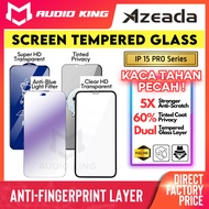 AZEADA Screen Protector For IP 15 PRO Tempered Glass 9D Tinted Privacy Matte HD Blueray Templet Kaca