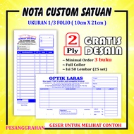 Cetak nota custom olshop 2 ply 1/3 panjang isi 25 set Nota laundry Nota nama sendiri Buku Nota Konta