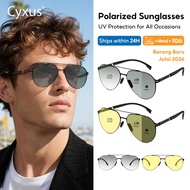 Cyxus Non-Polarized Photochromic Glasses Double Bridge Aviator Frame Men's Frame: Metal Lens: Nylon 