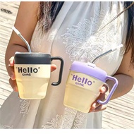 Style Niche Simple High-value Straw Glass Water Cup Anti-scalding Office Handle Mark Coffee Cup 9E31
