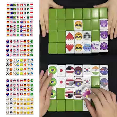 64 Seaside escape Mahjong Blocks Tiktok 64 Pcs Mahjong Seaside Escape Tile Game Pattern of Flag Ball