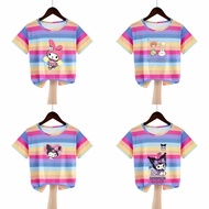 baju t-shirt kartun Elastik Kanak-kanak Tee Remaja lelaki Remaja perempuan Leher Bulat Lengan Pendek