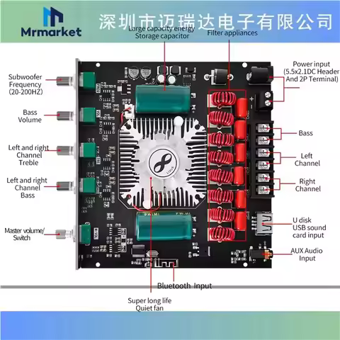 YS-AS21 2.1 Channel TPA3255 Bluetooth Digital Amplifier Board Module