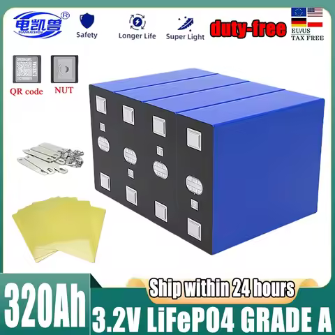1-70PCS New 3.2V 320Ah Lifepo4 Rechargeable Battery Lithium Iron Phosphate Cell 12v 24v Travel Solar