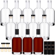Wine Bottle 12PCS 375 ML Glass Bottles with Lids 12 oz Clear Glass Bottles with Cork Empty Wine Bott