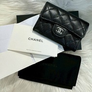 CHANEL Boy 單層卡包黑銀牛