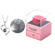 Cross-border popular rose necklace gift box, Amazon Valentine's Day gift jewelry box, acrylic drawer