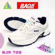 Baoji รุ่น BJM 703 สีขาว รองเท้าผ้าใบ ผูกเชือก ผู้ชาย สำหรับใส่ทำงาน ใส่เที่ยว ออกกำลังกาย เดินสบายท