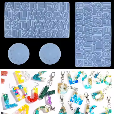 Alphabet Epoxy Resin Silicone Mold DIY Letter Number Clock Pendant Keychain Earring Epoxy Resin Jewe