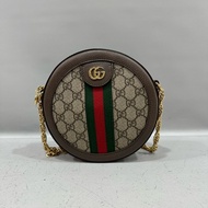 gucci 550618 老花拼綠紅綠GG金鏈圓餅包 斜背包