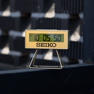 Seiko Clock QHL062G Gold Tone Digital Quartz Beep Alarm Snooze Stopwatch Light Alarm Clock QHL062