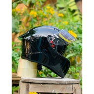 Mũ bảo hiểm Fullface 2 kính cao cấp M266 đen bóng lên tem Leopard siêu đẹp