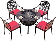 Outdoor Fire Pit Garden Grill Table Wood Burning Fire Pit Bowl, Aluminum Dining Table Suitable For Garden Terrace Backyard， Waterproof, Anti-rust，anti-oxidation