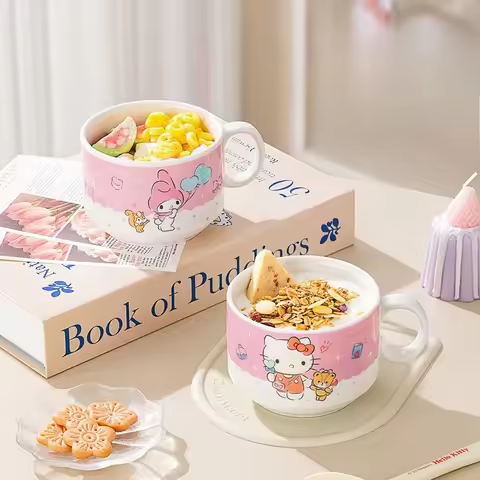 Original HelloKitty Ceramic Mug Sanrio Anime Peripheral Cute Cartoon Water Cup For Girls Children Ho