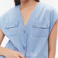SS25 Shaka Denim Vest เสื้อกั๊กผู้หญิง ผ้าเดนิมญี่ปุ่น (BLUE) VS-8250309