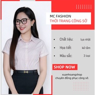 Women's Office Shirt, short sleeve, German Collar – MC Fashion, High Quality Japanese Silk, Rainbow 