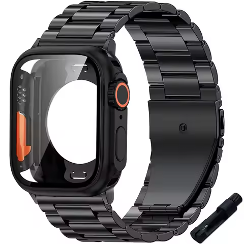 Stainless Steel Strap+Ultra case For Apple Watch Band 45mm 41mm 40mm 44mm Watch Strap Metal Bracelet