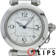 二手卡地亞 Pasha C 手錶，型號 W31074M7，帶保固卡，不銹鋼材質，白色錶盤，拋光處理，成色極佳。