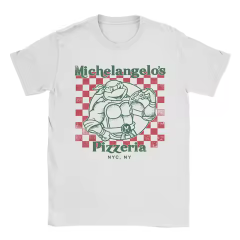 Men's T-Shirt Ninja Turtles Mikeys Yummy Pizza Casual 100% Cotton Tees Short Sleeve T Shirt O Neck T