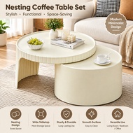 Free Shipping~~Nordic Living Room Household Round Coffee Table Combination Influencer Cream Style Sm