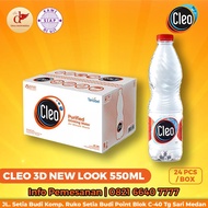 Cleo Air Mineral 550ml kemasan botol. Isi dus 24 botol.
