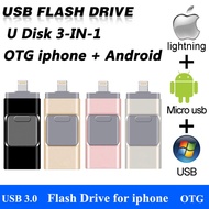 3 In1 OTG IPhone แฟลชไดรฟ์ USB,สำหรับ Iphone/ipad/android OTG เพนไดรฟ์ HD หน่วยความจำ1TB 512GB 256GB 128GB Pendrive Usb DHY150-91