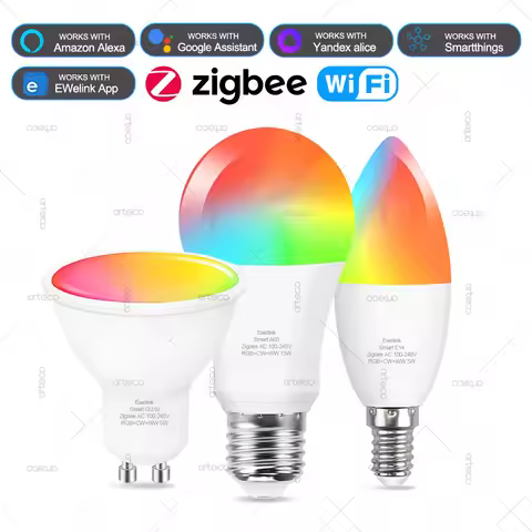 Smart WiFi Zigbee Led Light Bulb GU10 E27 E14 Dimmable RGBCW Led Lamps For Ewelink App Alexa Amazon