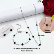 Jedar Silver Clover Necklace Jedar Silver Clover Bracelet/ Silver Clover Earrings/ Silver Clover Rin