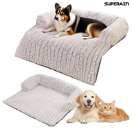 Superain♘Dog Couch Bed Pet Calming Couch Plush Thermal Cat Bed with Anti-Slip Bottom Washable Remova