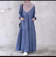 maxy dress serut cringkle wanita terbaru kekinian simple stylish/ BUSUI FRIENDLY