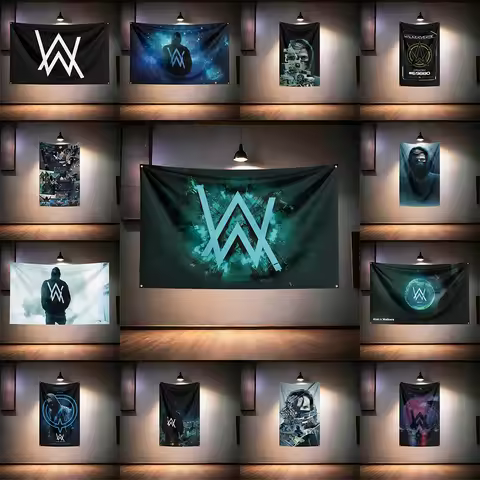 Rock Music Flag for ALAN WALKER Fans Banner HD Print Brass Grommet Garage Bedroom Living Room Dorm W