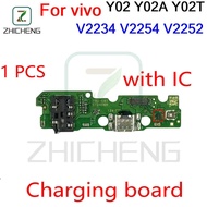 สำหรับ Vivo Y02 Y02A Y02T V2234 V2254 V2252 USB ชาร์จพอร์ตบอร์ดเชื่อมต่อสายเคเบิลงอได้ไมโครโฟนพร้อมไ